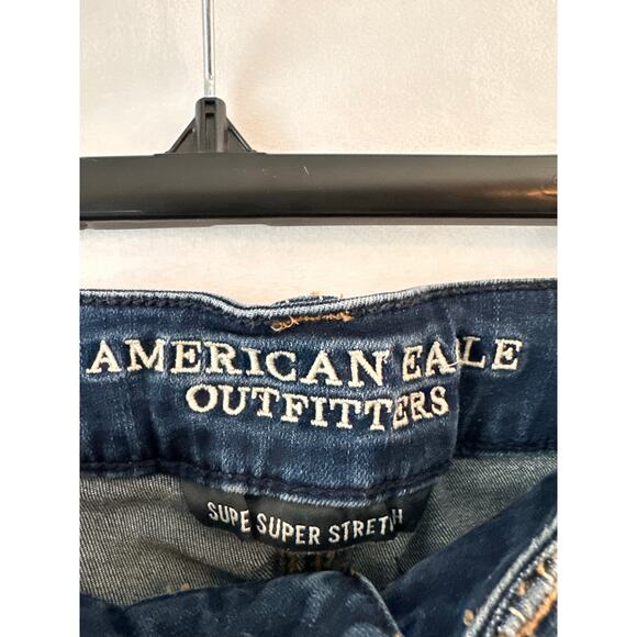 American Eagle Women’s High Rise Shortie Jean Shorts Super Super Stretch Denim 6 - Picture 3 of 5